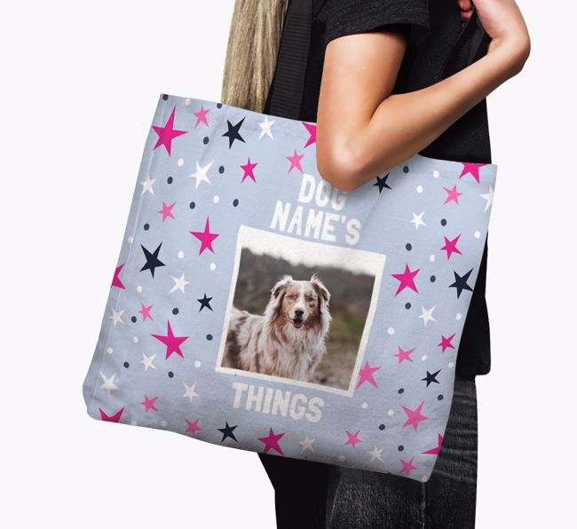 Stars: Personalised {breedFullName} Photo Upload Canvas Bag